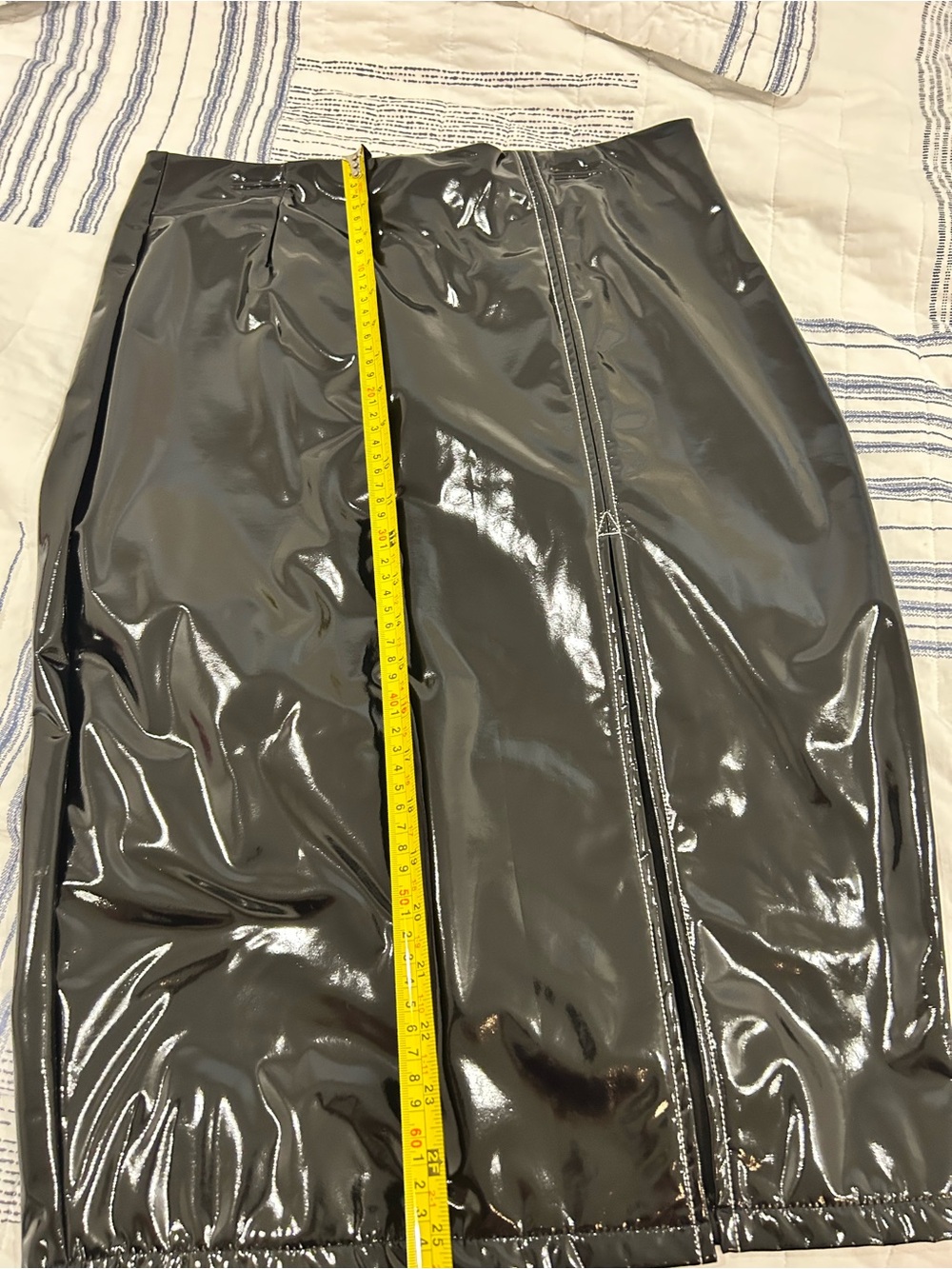 Glossy Black Vinyl Pencil Skirt
